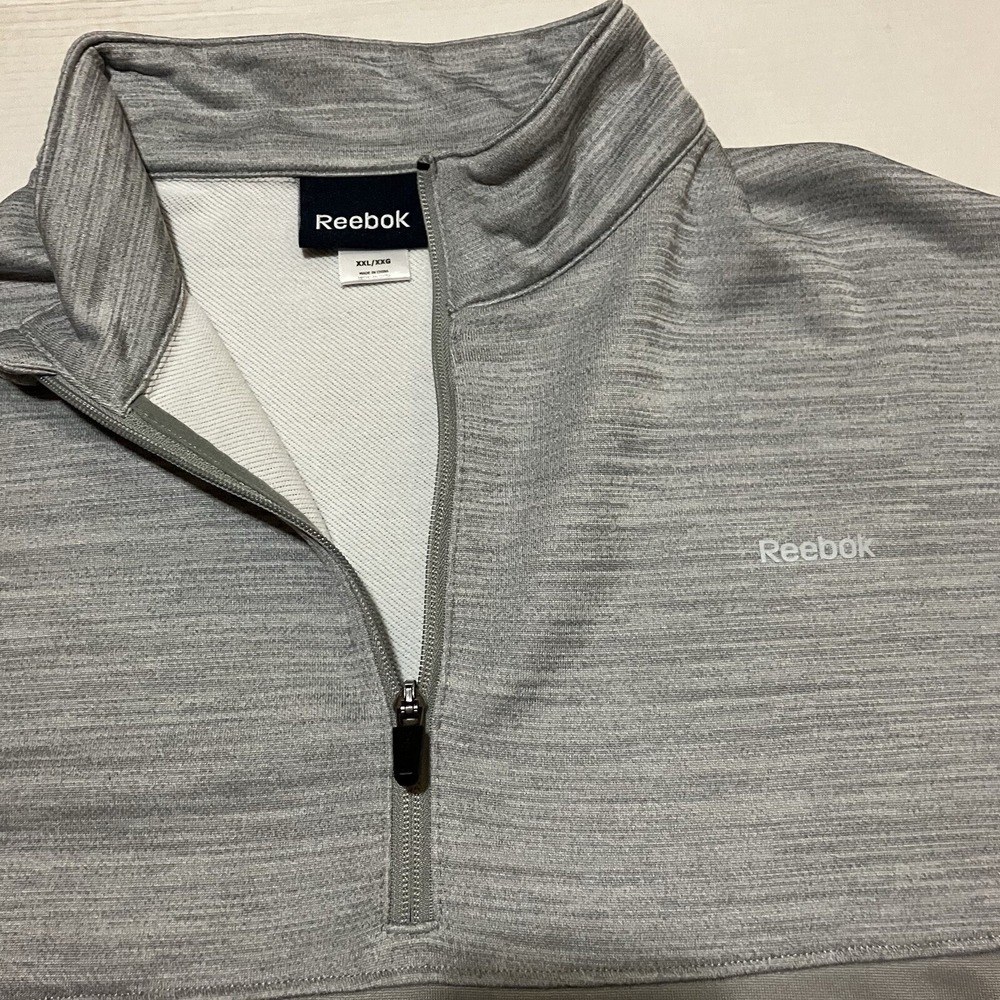 Reebok 1/4 Zip Mens Size 2XL XXL Pullover Fleece Sweater Outdoor Two Tone Gray‎